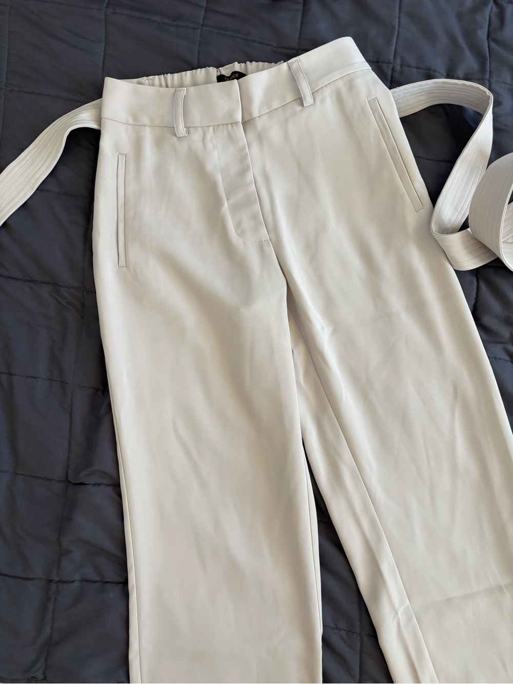 Stretch Crepe Paper Bag Khaki Belted Ankle Pants size 0 by Quince
